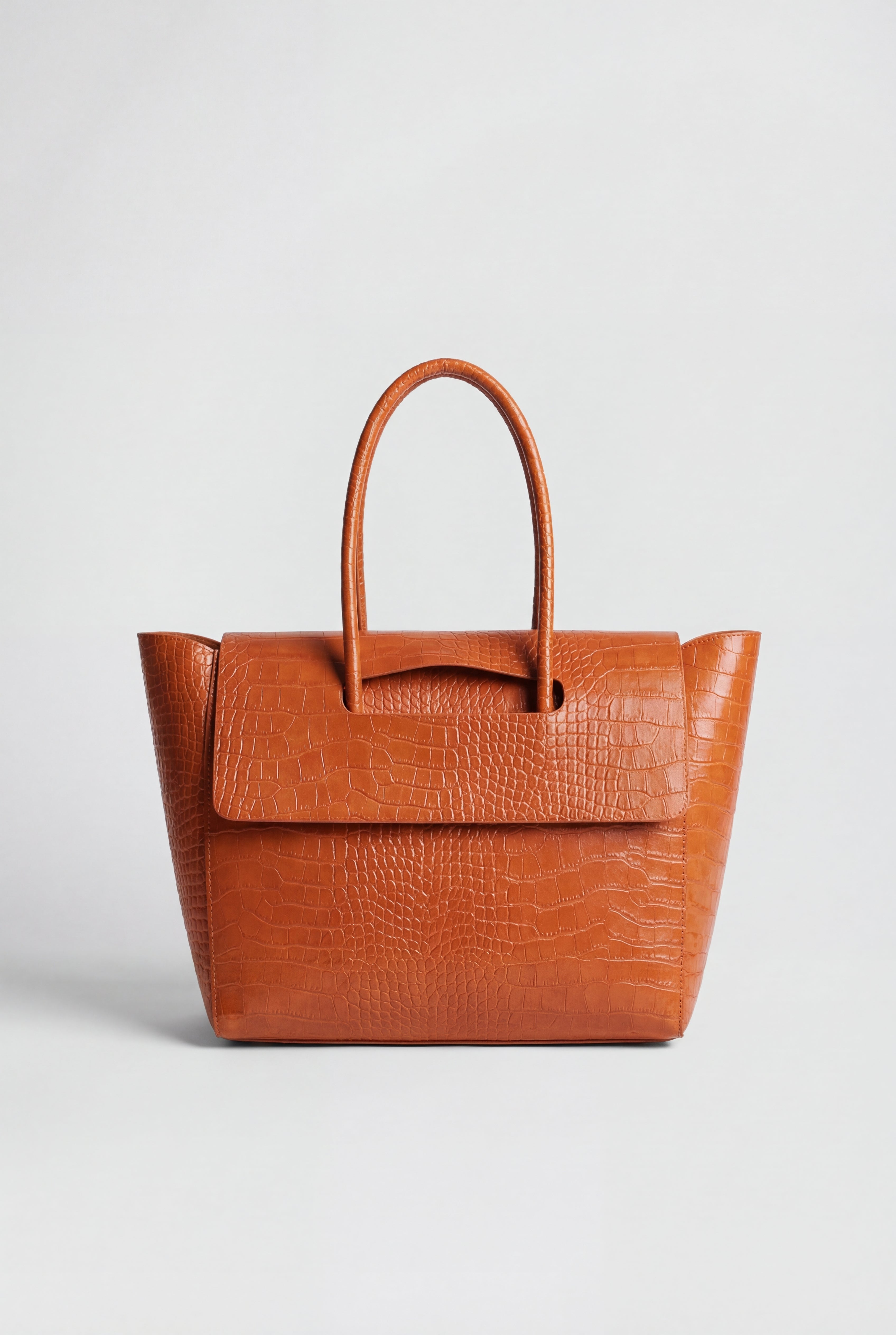 Handbags : Women's Black Crocodile Embossed Faux Leather Shoulder Handbag - Large & Roomy Tote in Brown One Size van Vanda Liamo