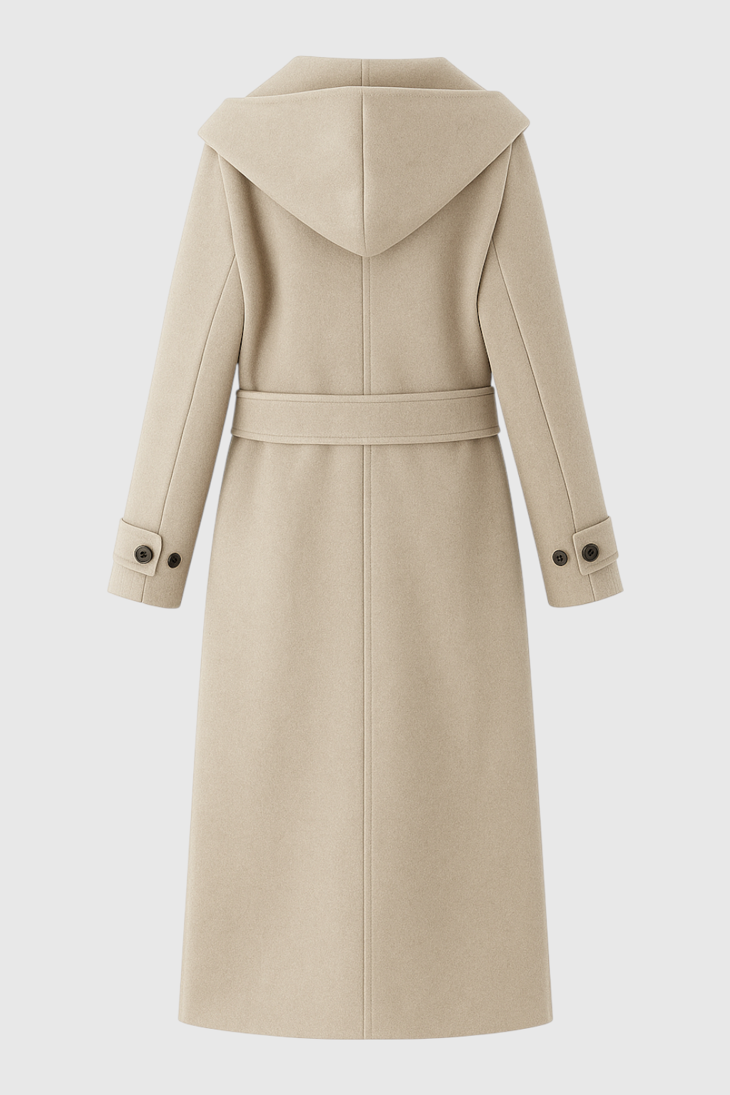 Coat : Long Khaki Coat with Hood in van Vanda Liamo