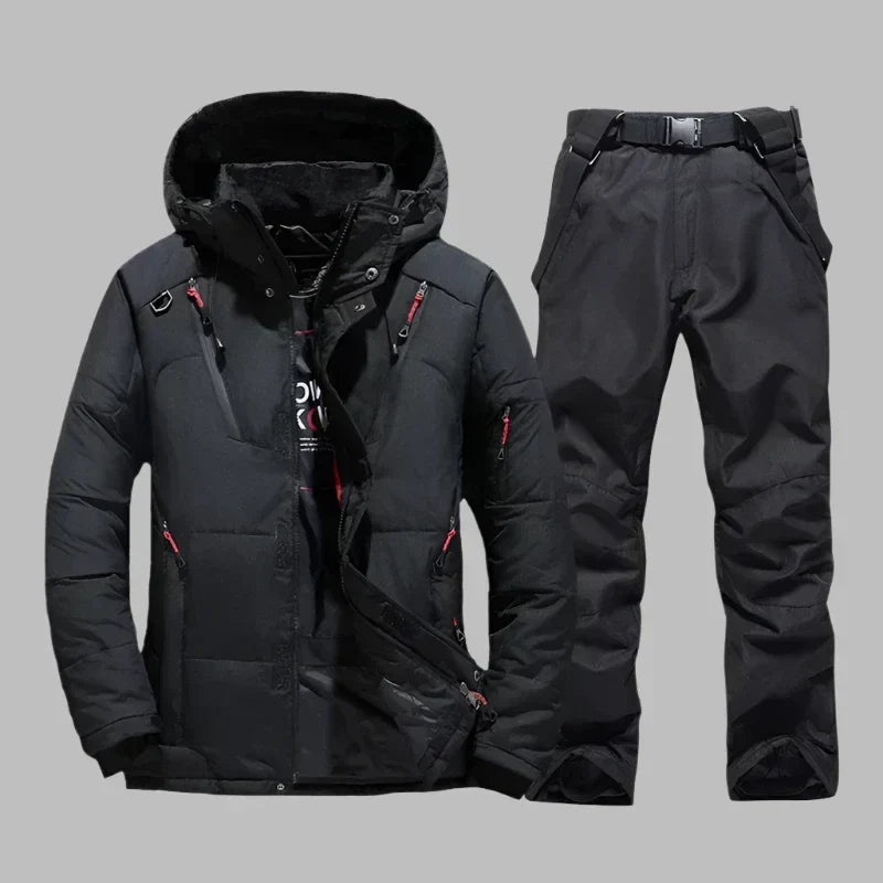 Outerwear : Men's Waterproof Warm Ski Suit - Insulated One-Piece in Black van Vanda Liamo