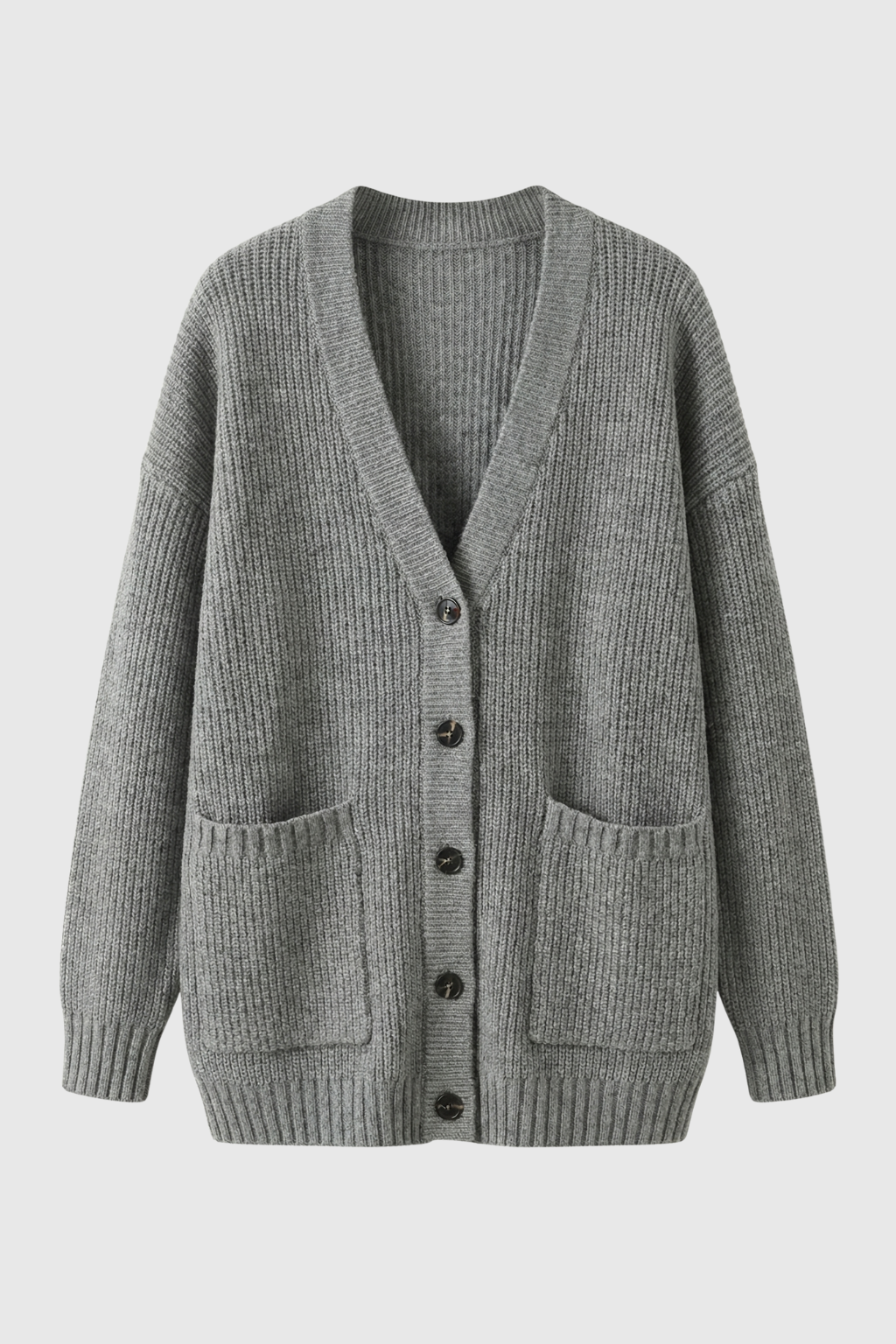 Cardigan : Women's Oversized Soft Knit Cardigan - Open Front for Everyday Comfort in Grey van Vanda Liamo