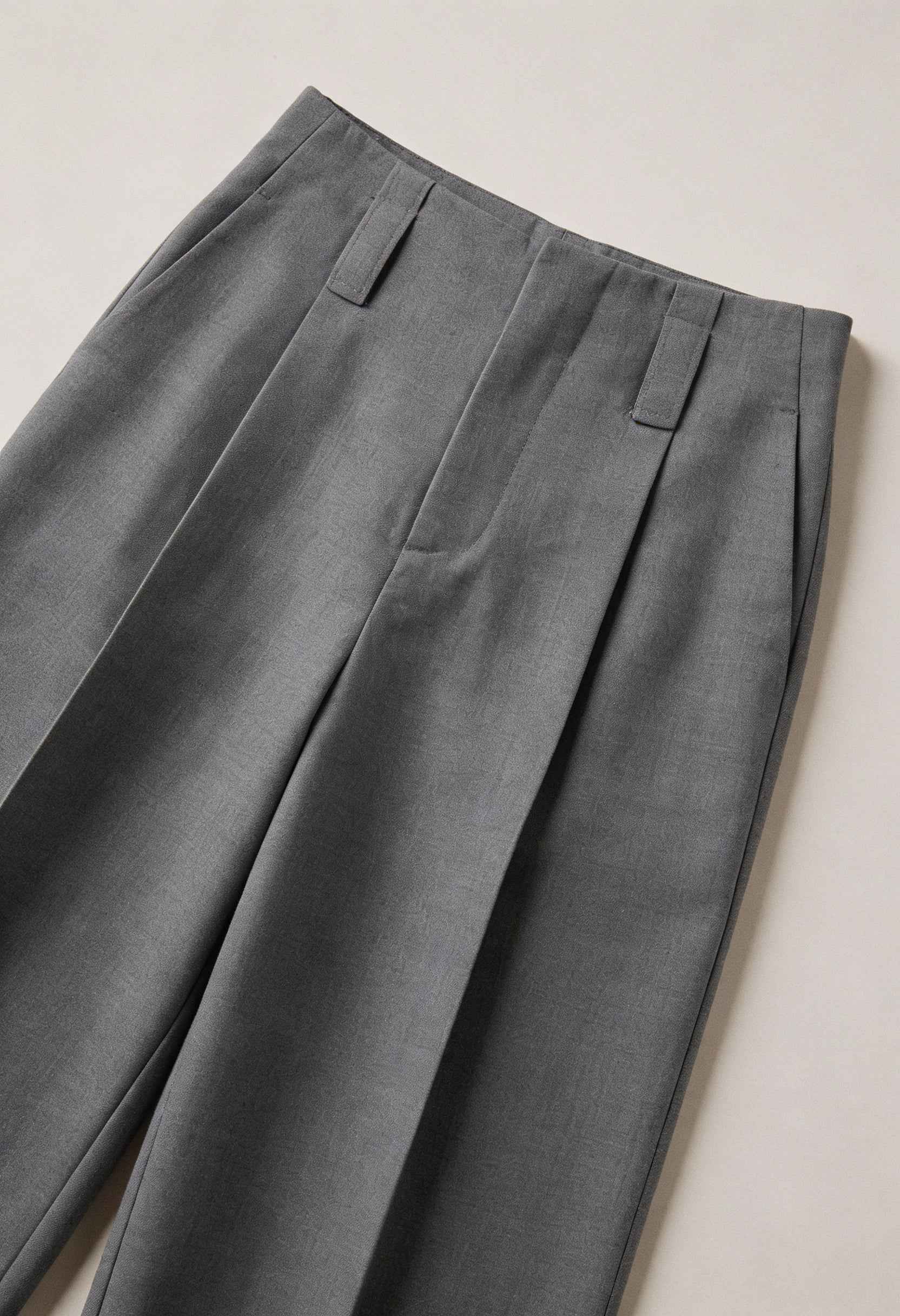 Pants : Women's High-Waisted Gray Pleated Pants in van Vanda Liamo