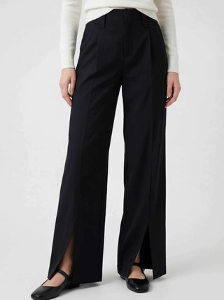 Women's High-Waisted Black Pleated Pants