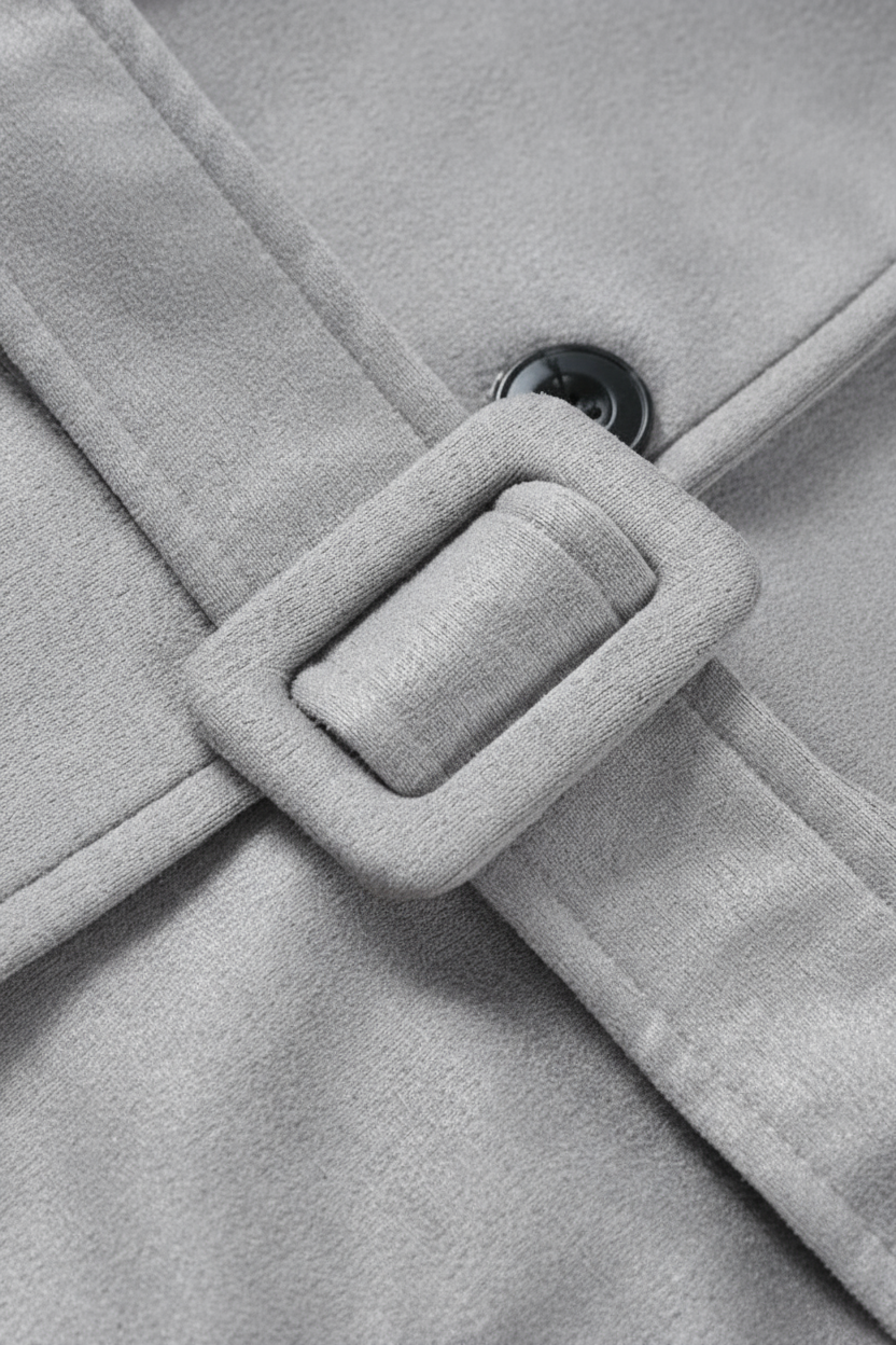 Coat : Women's Long Gray Coat with Belt in van Vanda Liamo