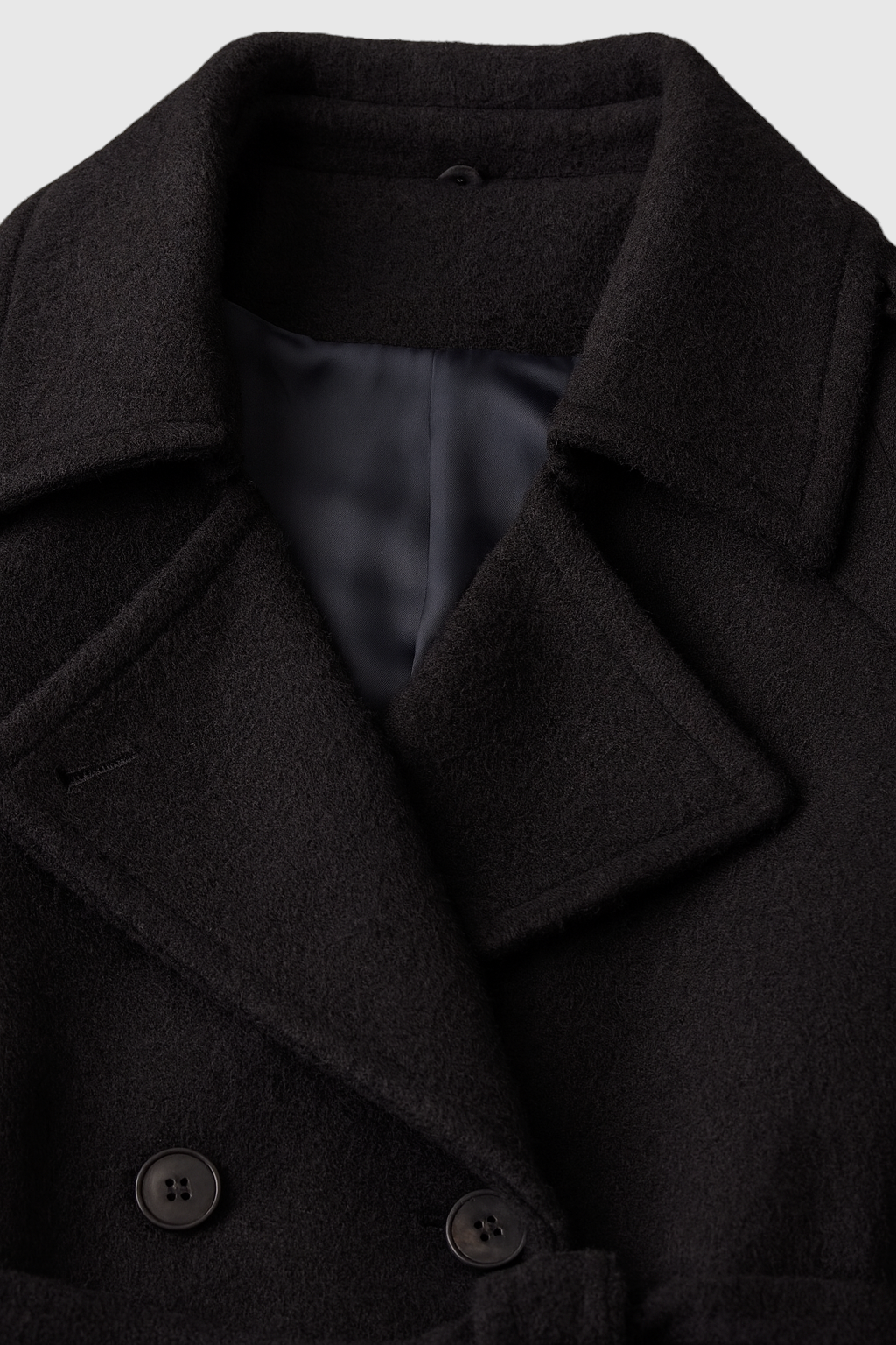 Coat : Women's Black Long Belted Trench Coat - Classic Fit, Warm Wool Blend in van Vanda Liamo