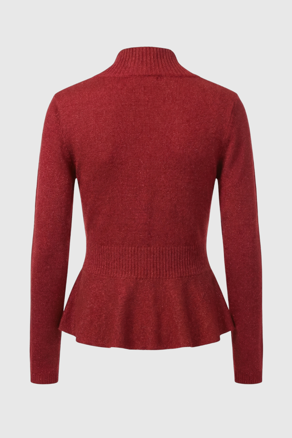 Cardigan : Women's Slim-Fit Burgundy V-Neck Knit Cardigan Sweater in van Vanda Liamo
