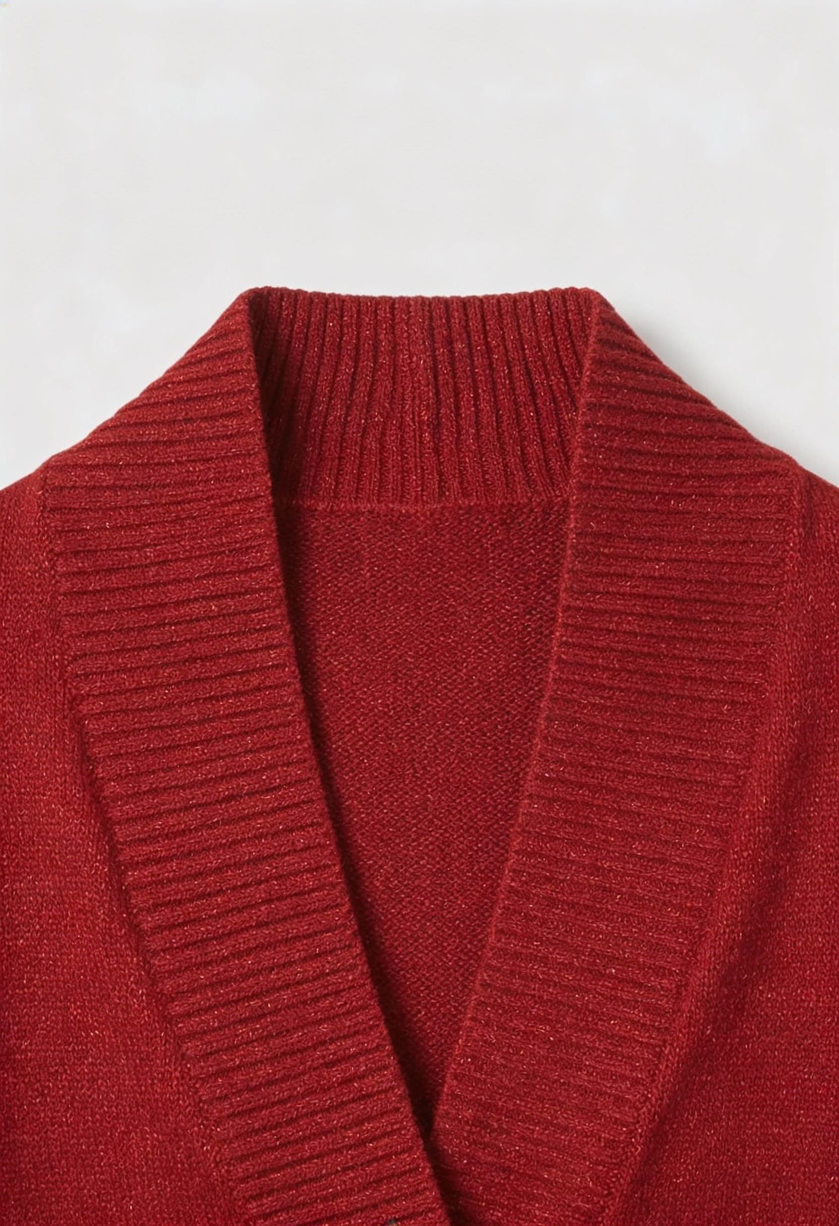 Cardigan : Women's Slim-Fit Burgundy V-Neck Knit Cardigan Sweater in van Vanda Liamo