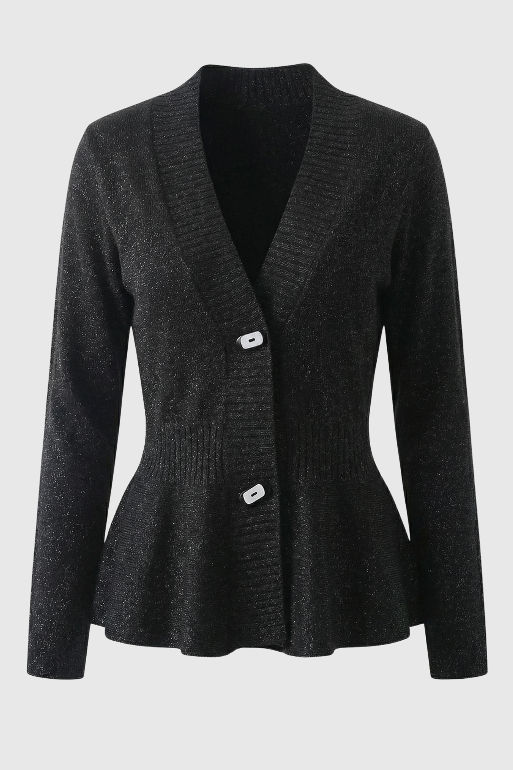 Cardigan : Women's Black Slim-Fit V-Neck Knit Cardigan Sweater in Black van Vanda Liamo