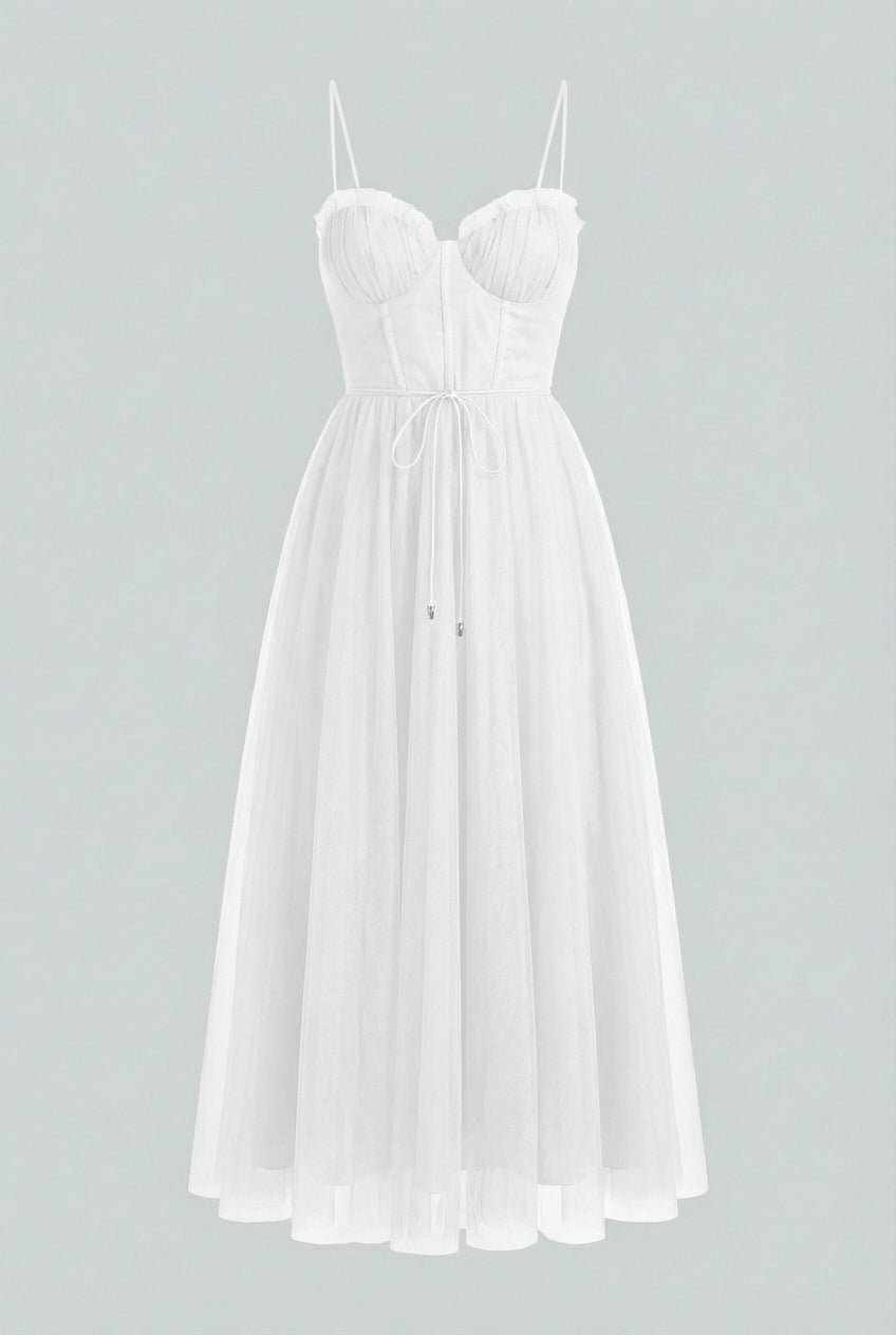 Dresses : White Sleeveless Midi Dress in White van Vanda Liamo