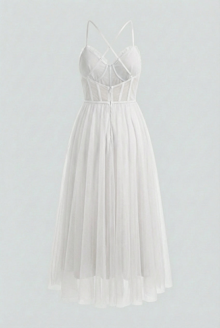 Dresses : White Sleeveless Midi Dress in van Vanda Liamo