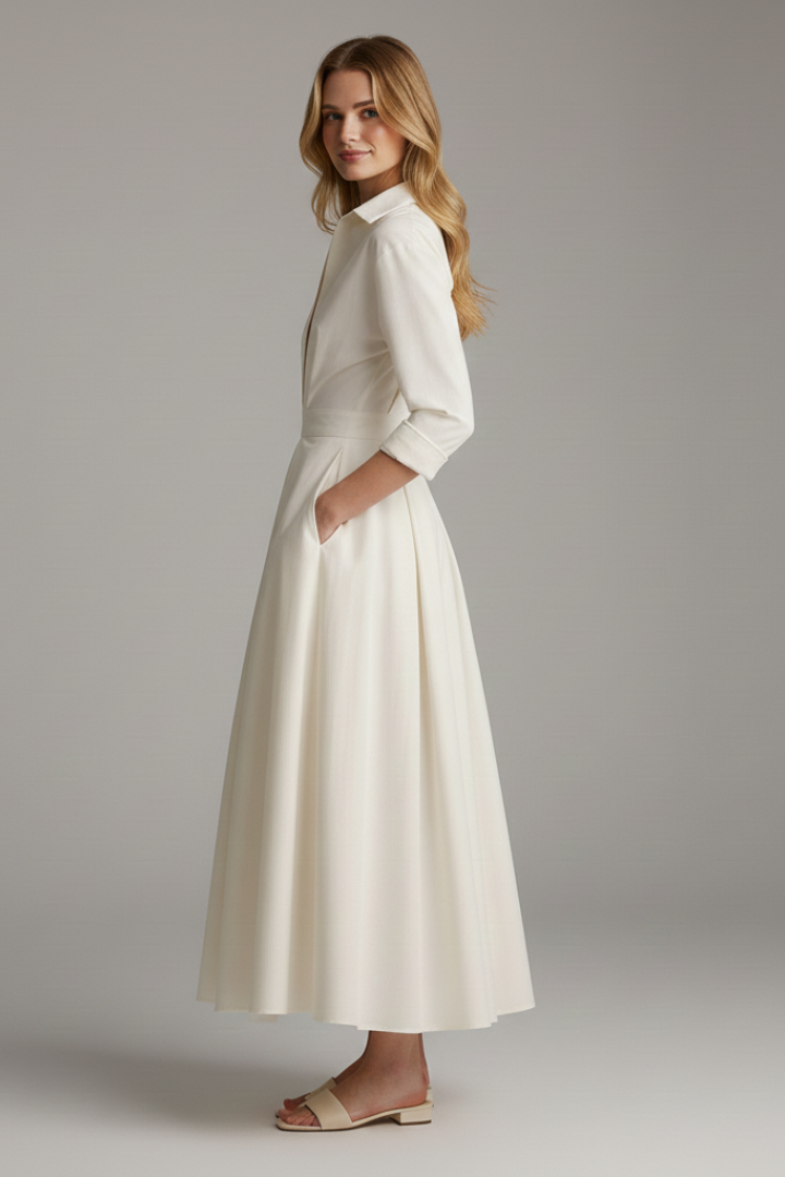Dress : Women's Midi Dress with Defined Waist in van Vandaliamo