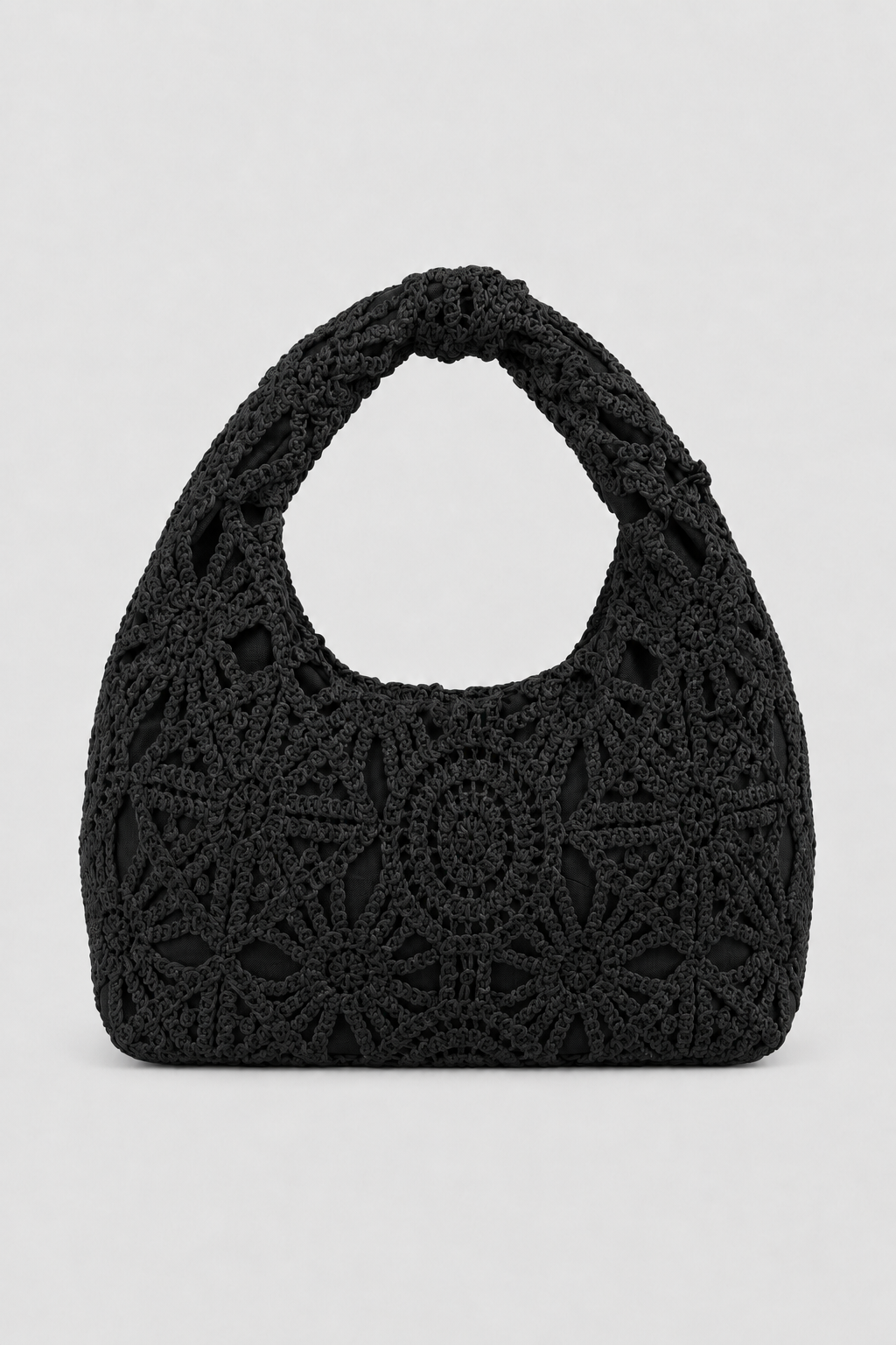 Bags : Erika | Elegant mini openwork crocheted women's handbag in Black Standardowy van Vandaliamo