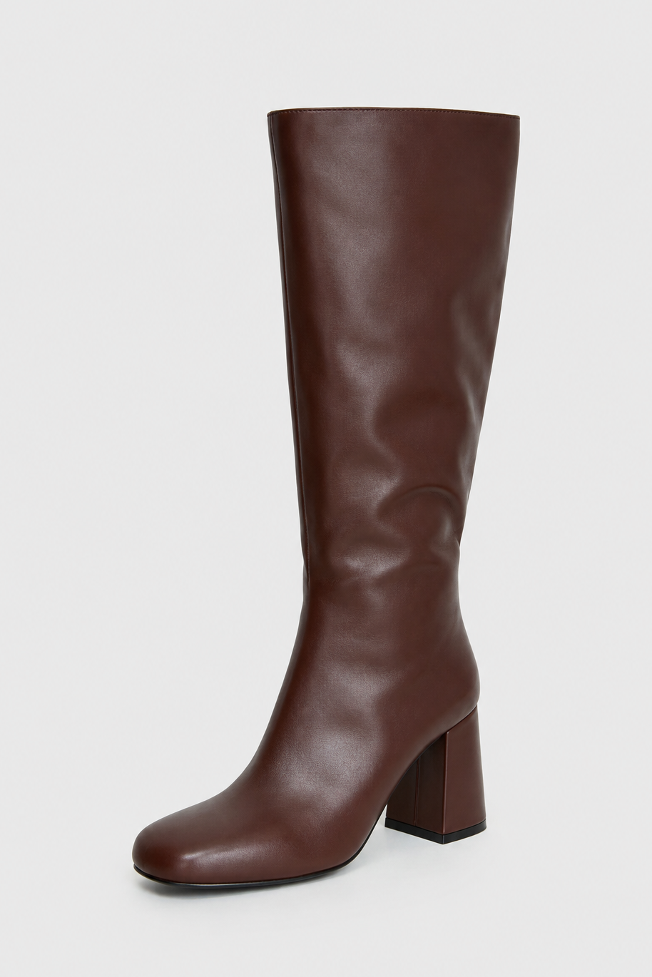 Women’s Dark Brown Retro Knee-High Block Heel Boots