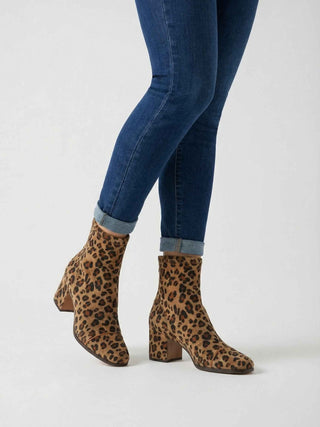 Women's Leopard Print Boots with Retro Heeled Finish