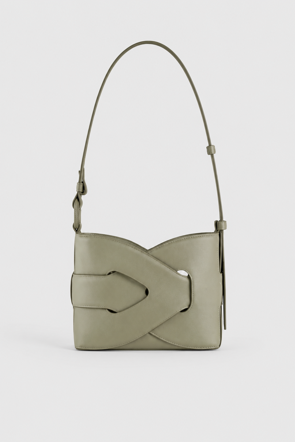 Bags : Devon | Women's minimalist elegant stylish classic shoulder bag in Green van Vandaliamo