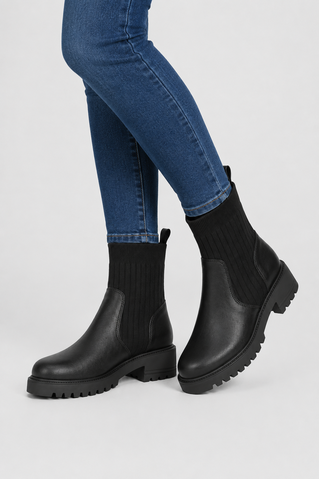 Women’s Sock Chelsea Lug Sole Ankle Boots