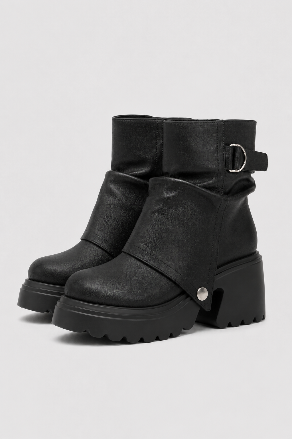 Women’s Black Chunky Lug Sole Ankle Boots