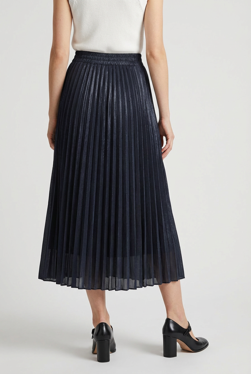 Women's Skirts : Women's Black High-Waisted A-Line Pleated Midi Skirt - Sizes S-XL in van Vanda Liamo