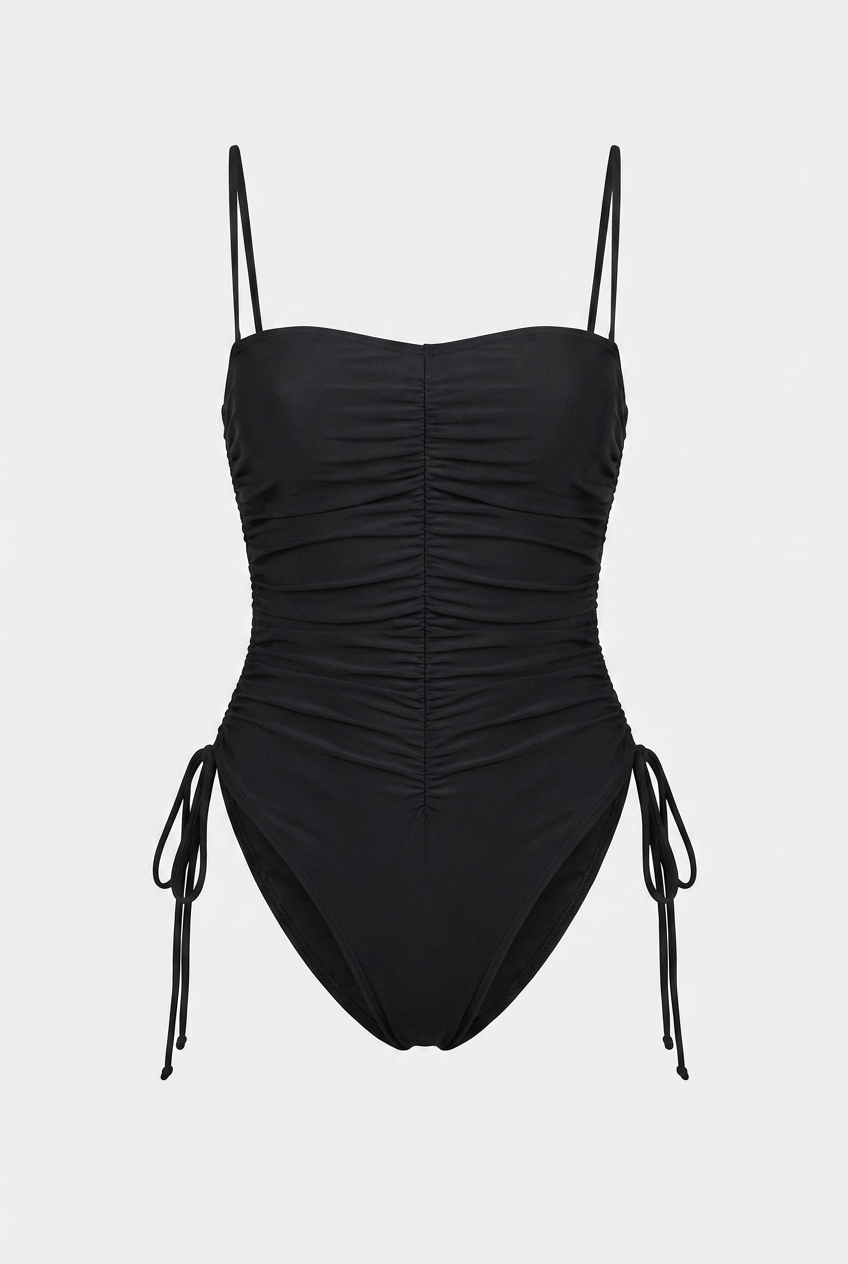 Women's Swimwear : Women's Black One-Piece Swimsuit - Quick Dry Fabric, Adjustable Straps for Beach/Pool in Black van Vanda Liamo