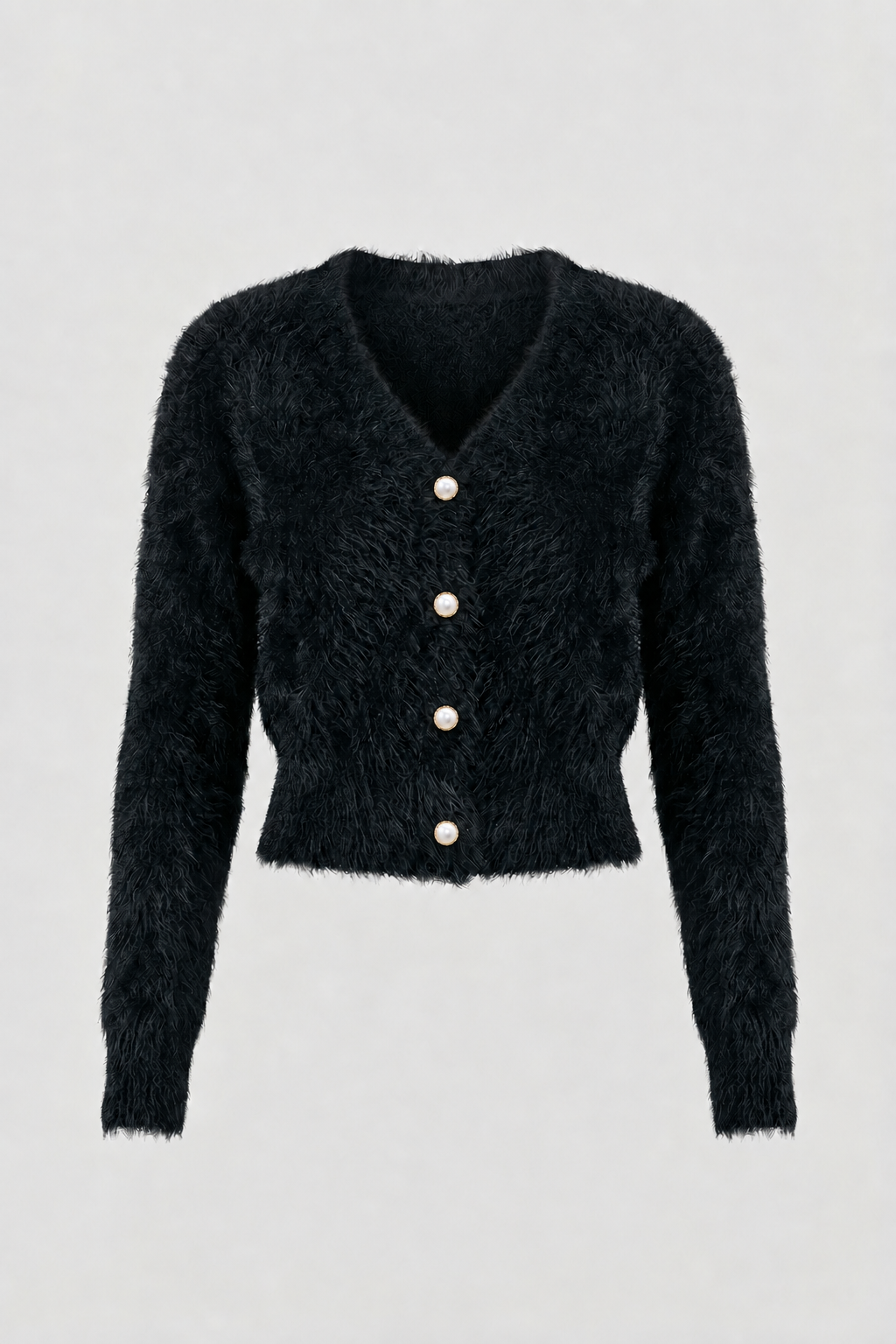 Cardigan : Women's Black V-Neck Knit Cardigan Sweater - Soft & Lightweight in van Vanda Liamo