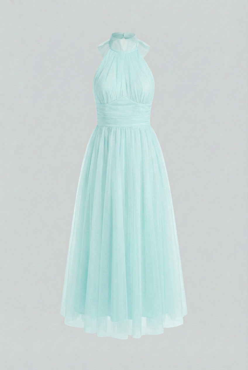 Dresses : Women's Blue Halter Neck Midi Dress in Blue van Vanda Liamo