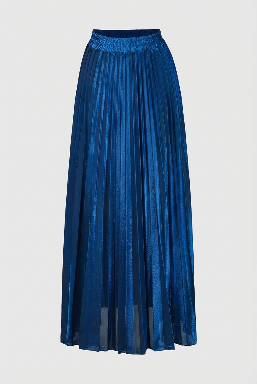 Women's Skirts : Women's Blue High-Waisted A-Line Pleated Midi Skirt - Sizes S-XL in van Vanda Liamo