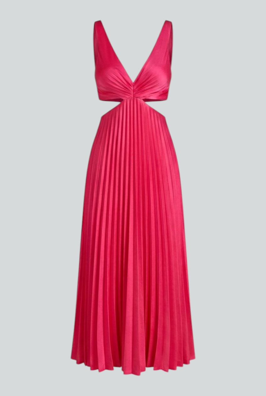 Maxi Dresses : Women’s Blush Pink Pleated Dress – Feminine Flow for Special Moments in Pink van Vanda Liamo