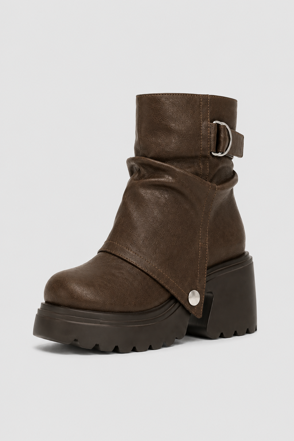 Women’s Dark Brown Chunky Lug Sole Ankle Boots
