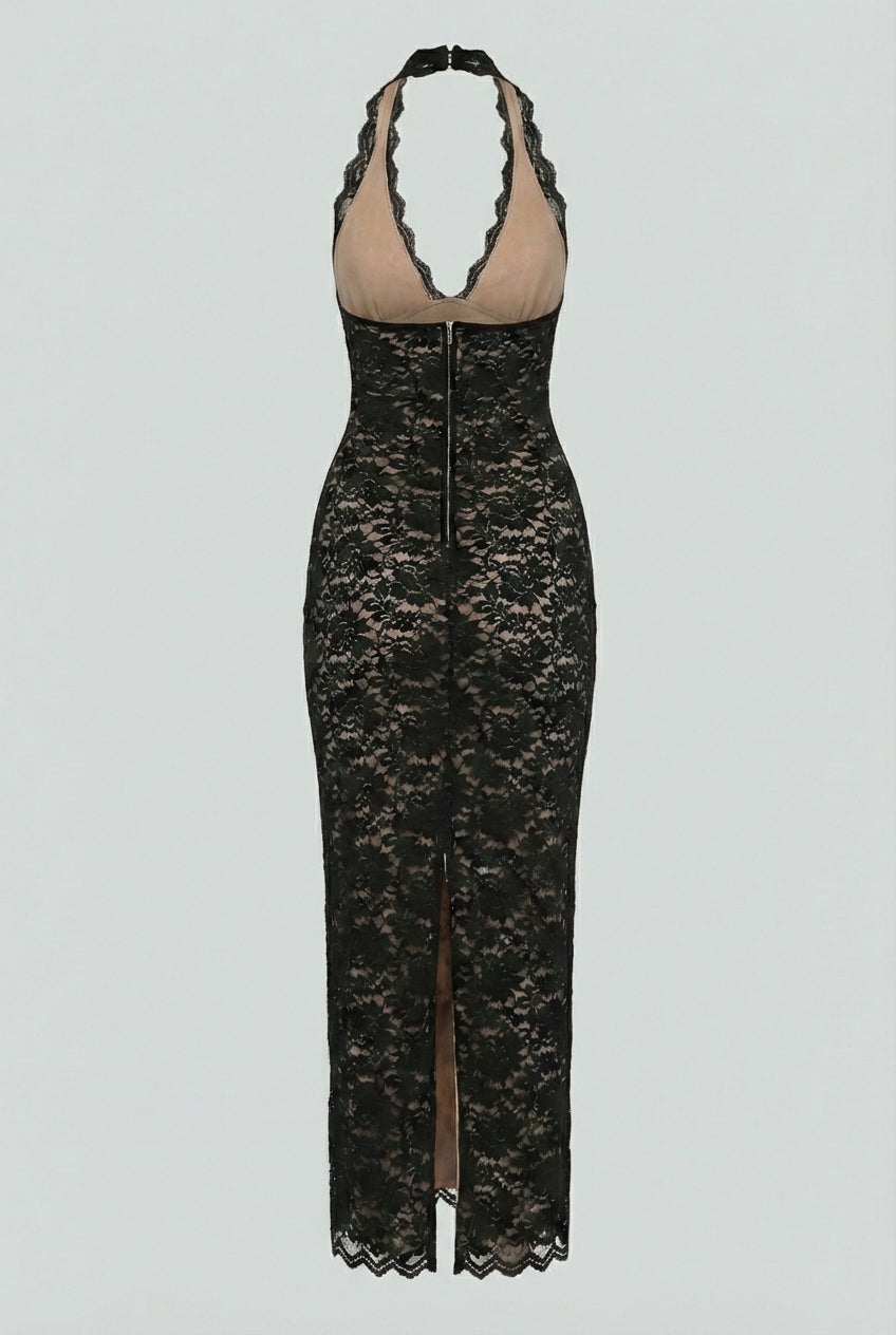 Women's Dresses : Women's Elegant Black Lace Maxi Dress - Perfect for Evening & Formal Occasions in van Vanda Liamo