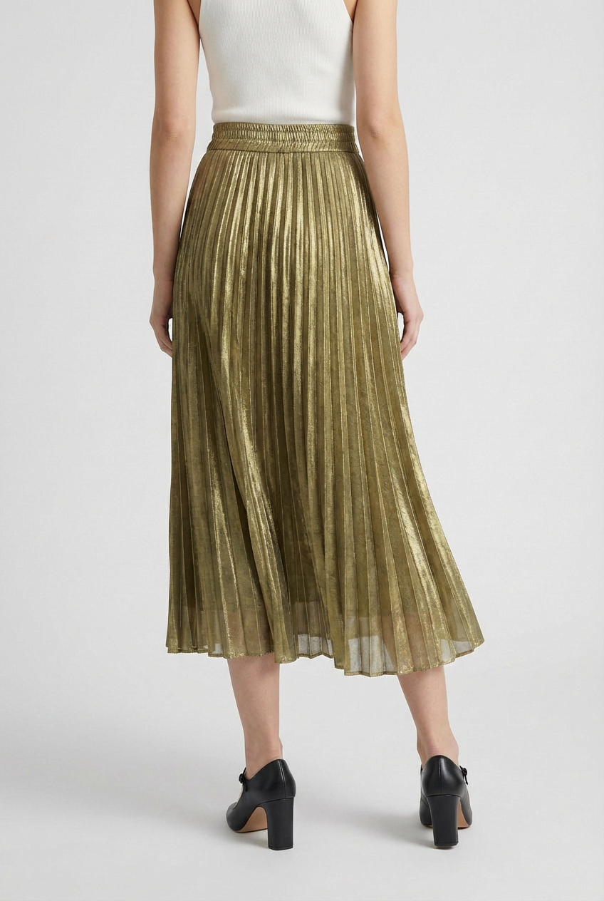 Women's Skirts : Women's Gold Pleated Maxi Skirt for Evening & Formal Occasions in van Vanda Liamo