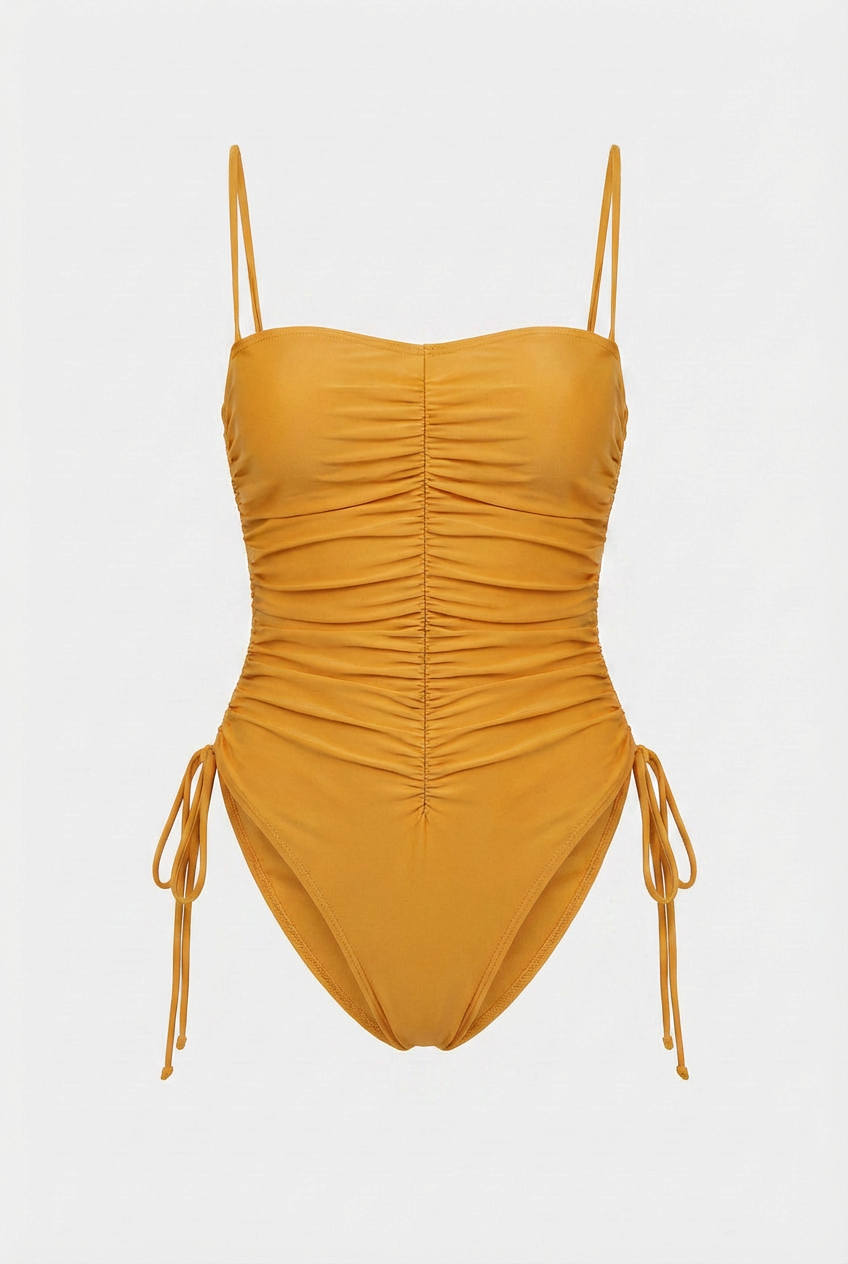 Women's Swimwear : Women's Gold Metallic One-Piece Swimsuit - Shimmering & Stylish Beachwear in Gold van Vanda Liamo