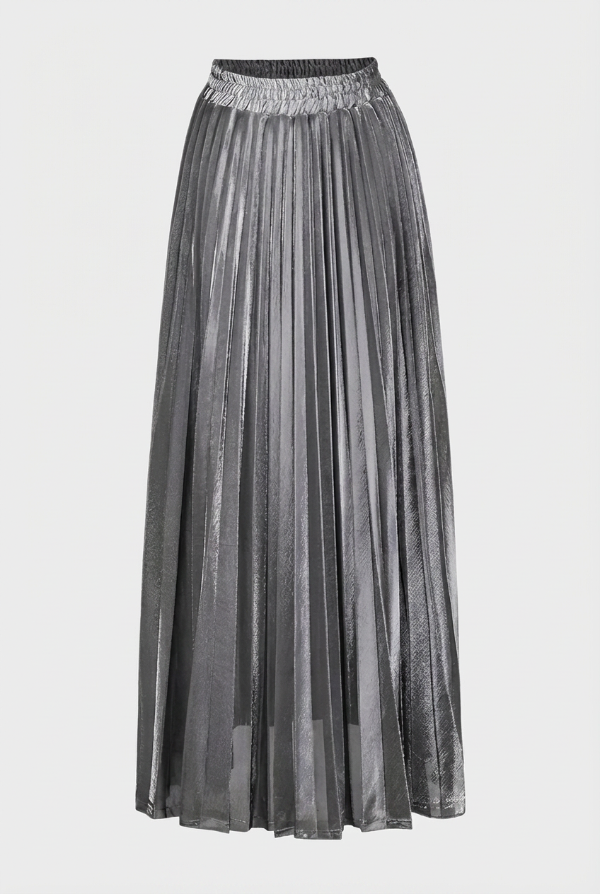Women's Skirts : Women's Gray High-Waisted A-Line Pleated Midi Skirt - Flowy & Comfortable in van Vanda Liamo