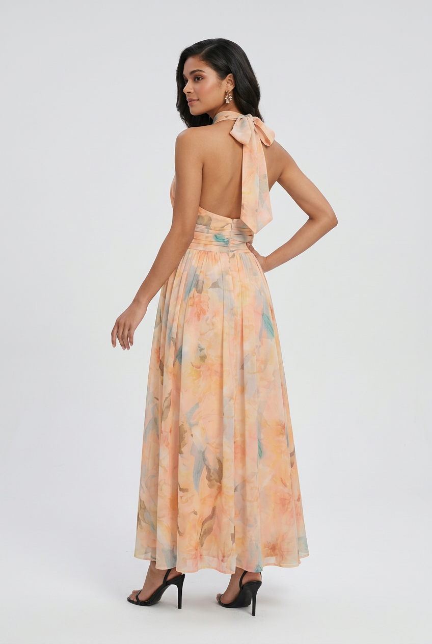 Women’s Dresses : Women's Halterneck Maxi Sundress - Flowy & Lightweight for Summer Beach Vacations in van Vanda Liamo
