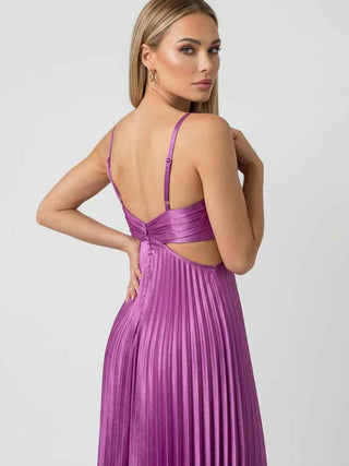 Women’s Luxe Purple Pleated Dress – Graceful Statement for Special Moments
