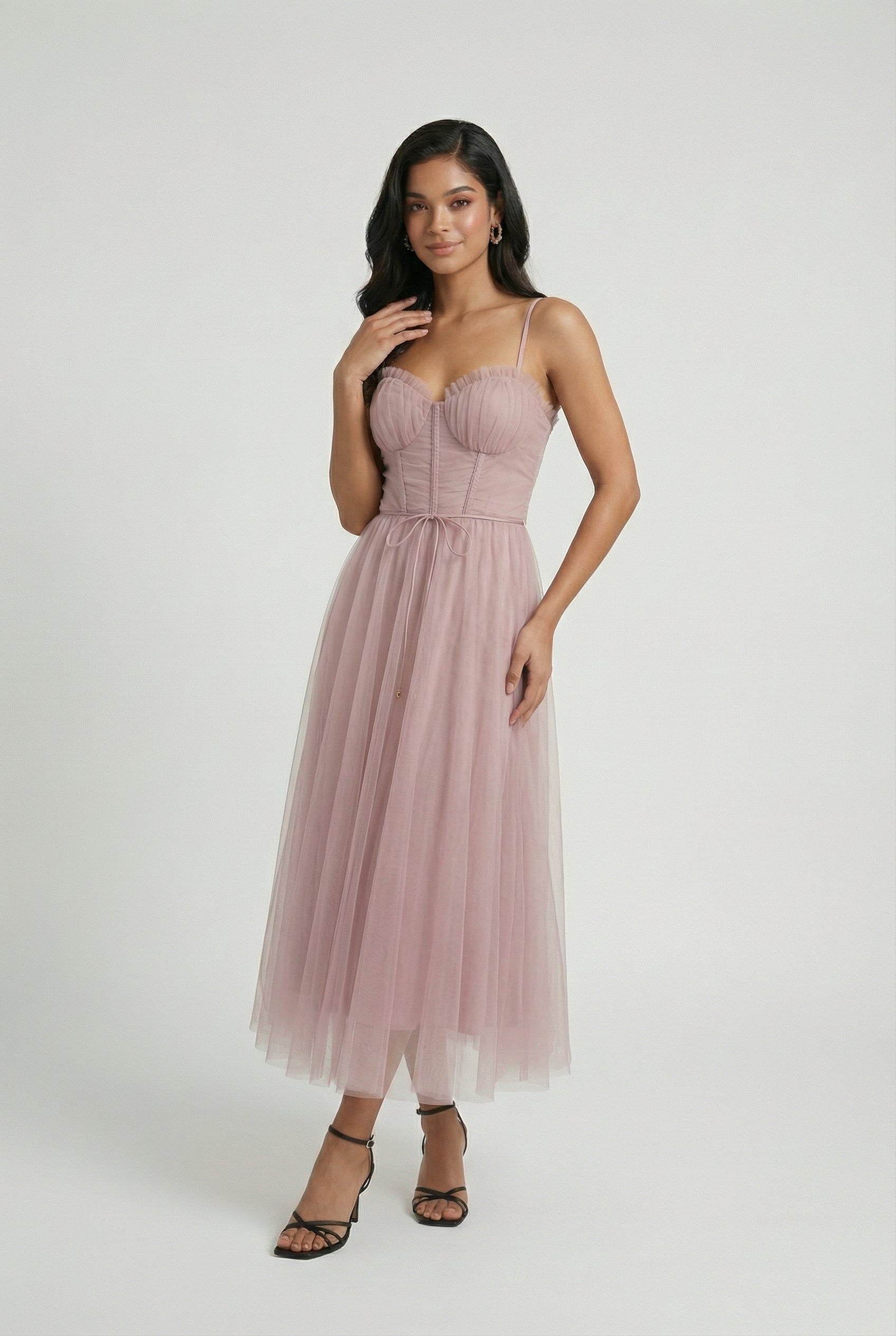 Dresses : Women's Pink Sleeveless Midi Dress - Casual Summer A-Line Style in van Vanda Liamo