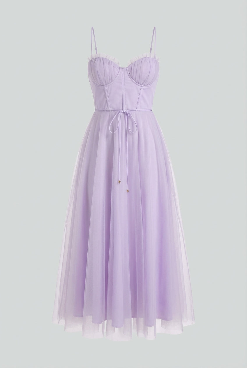 Dresses : Women's Purple Cotton Blend V-Neck Midi Dress with Pockets - Sizes S-XL in Purple van Vanda Liamo