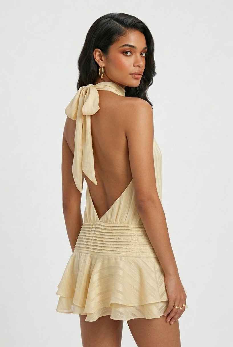 Women's Dresses : Women’s Radiant Yellow Mini Summer Dress – Playful & Feminine Warm-Weather Style in van Vanda Liamo