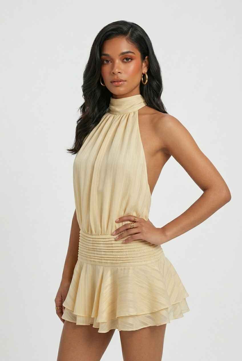 Women's Dresses : Women’s Radiant Yellow Mini Summer Dress – Playful & Feminine Warm-Weather Style in van Vanda Liamo