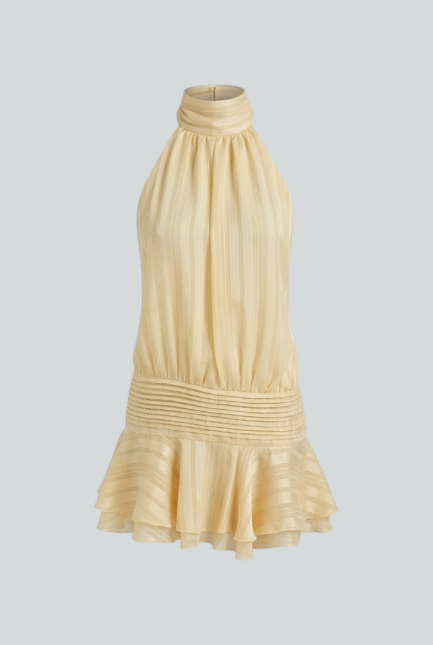 Women's Dresses : Women’s Radiant Yellow Mini Summer Dress – Playful & Feminine Warm-Weather Style in Yellow van Vanda Liamo
