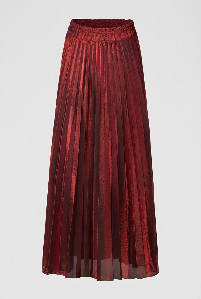 Women's Skirts : Women's Red Pleated Long Skirt in van Vanda Liamo