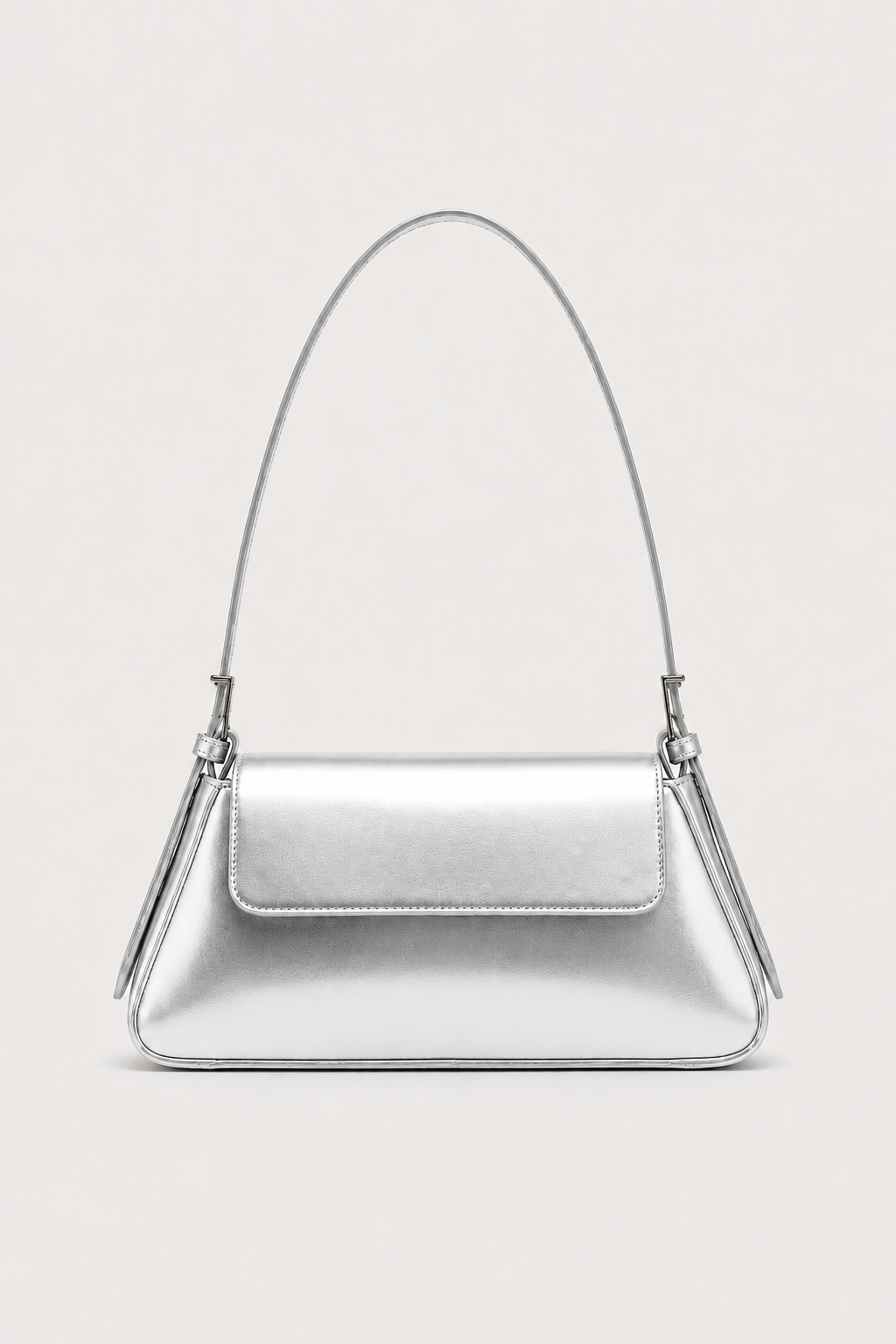 Schoudertas : Women's Small Vegan Leather Shoulder Bag - Chic Crossbody Purse in Silver van Vandaliamo