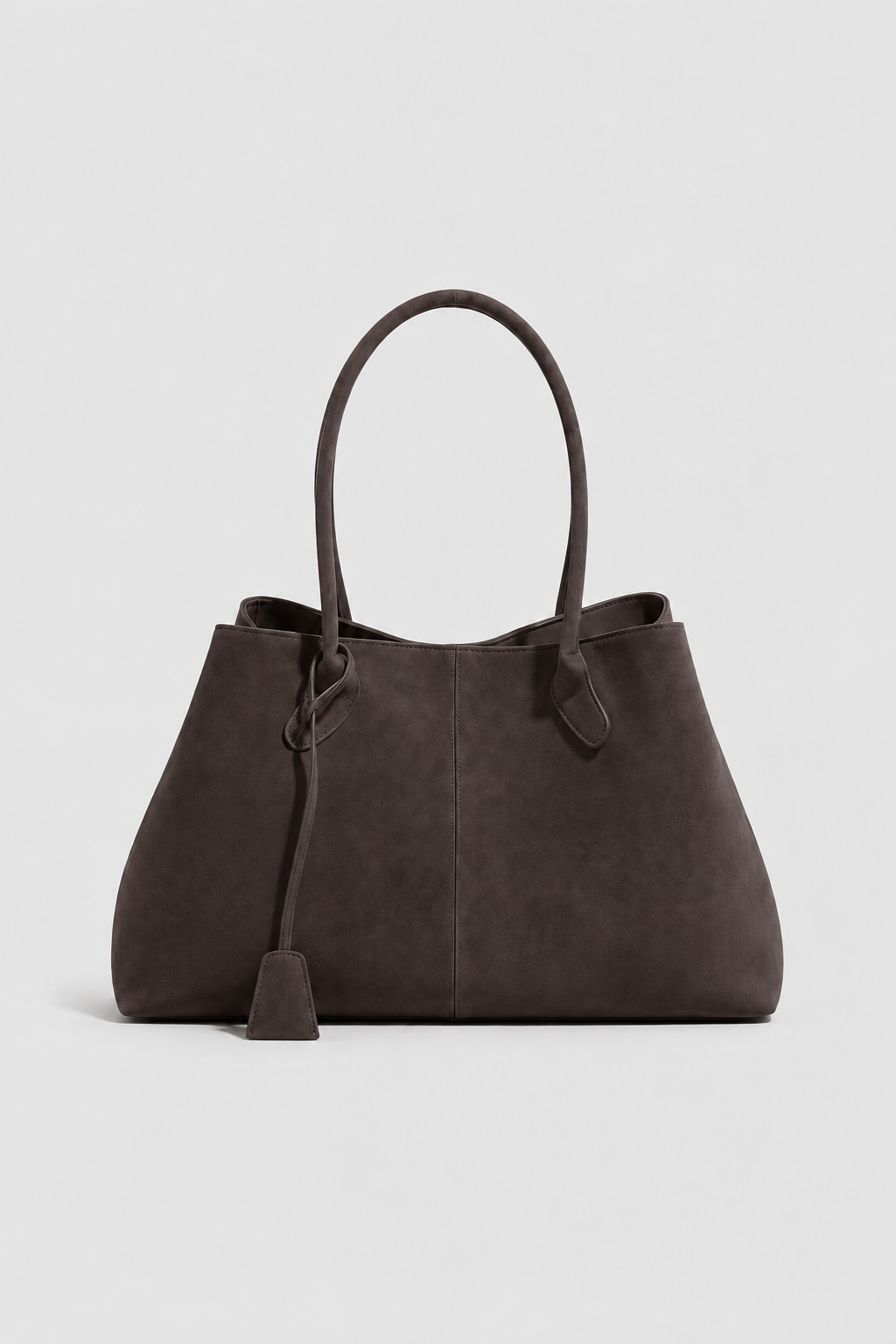 Schoudertas : Women's Vegan Suede Shoulder Bag - Spacious Luxury Handbag for Everyday Use in Dark Brown van Vandaliamo