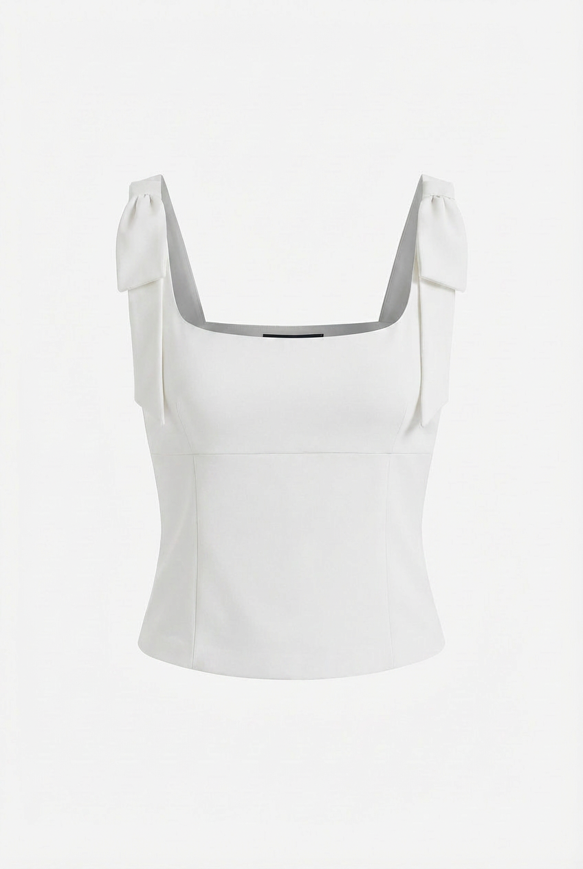 Women's Tops : Women's Cami Top - White Slim Top in van Vanda Liamo