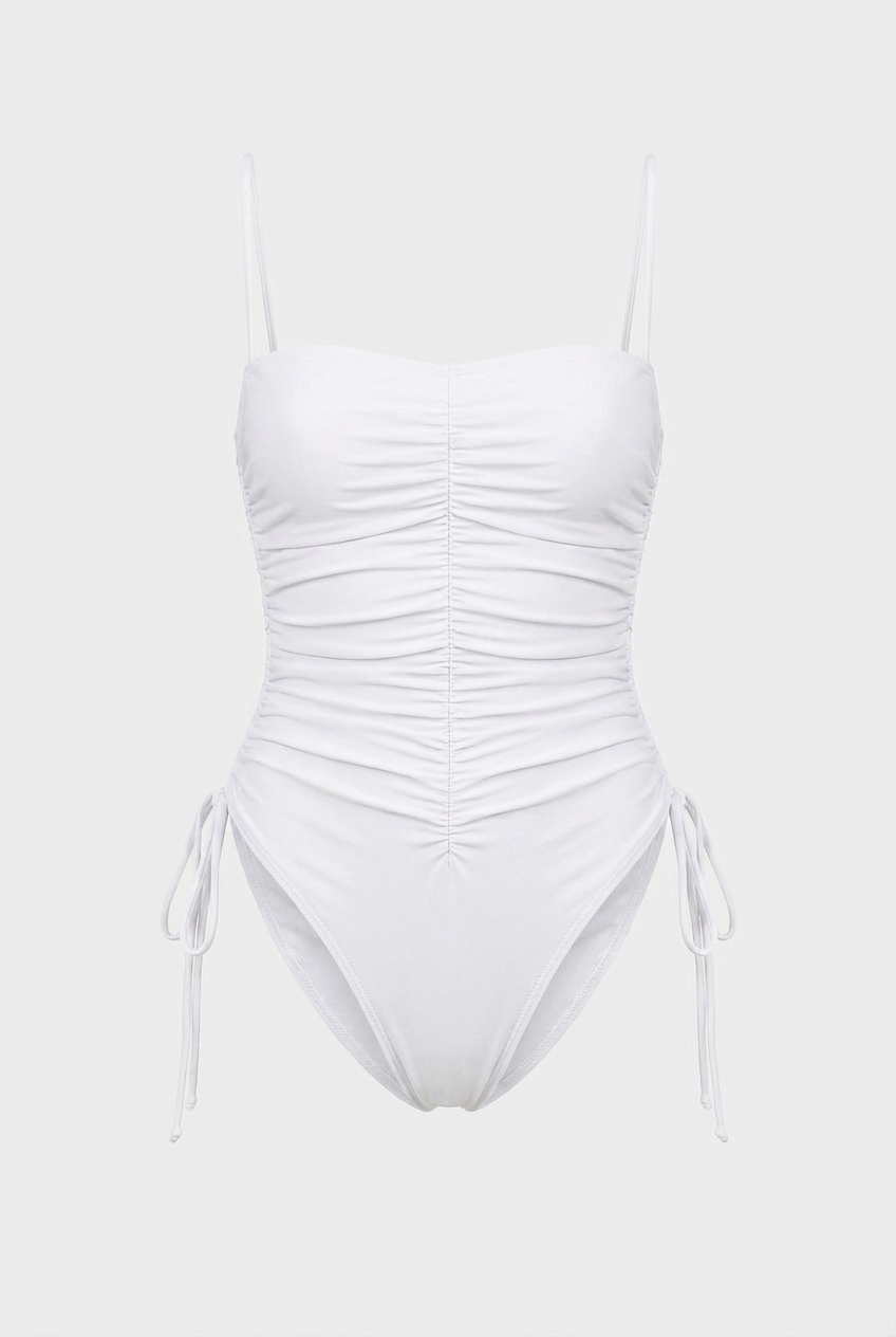 Women's Swimwear : Women's White One-Piece Swimsuit - Classic Style, Size S-XL in White van Vanda Liamo