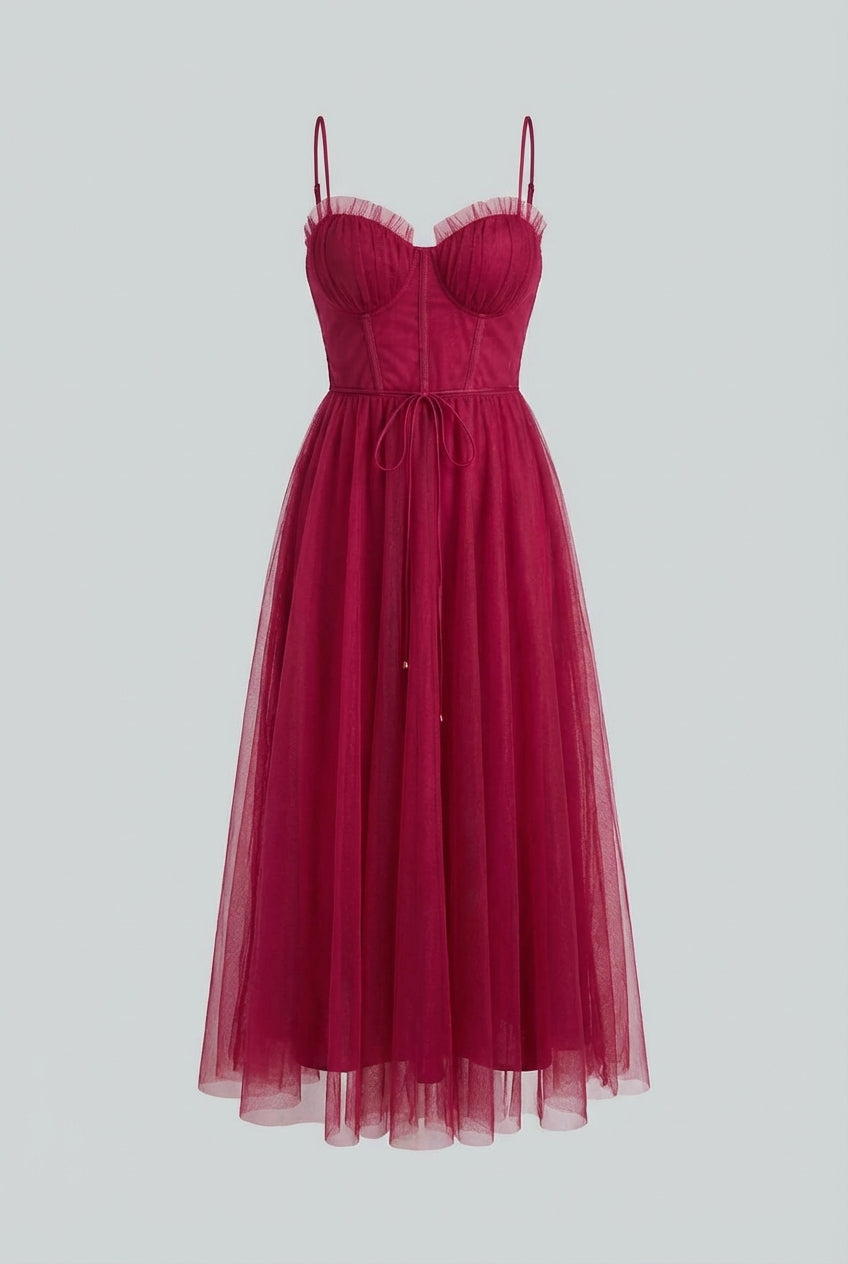 Dresses : Women's Wine Red Midi Dress in Wine Red van Vanda Liamo