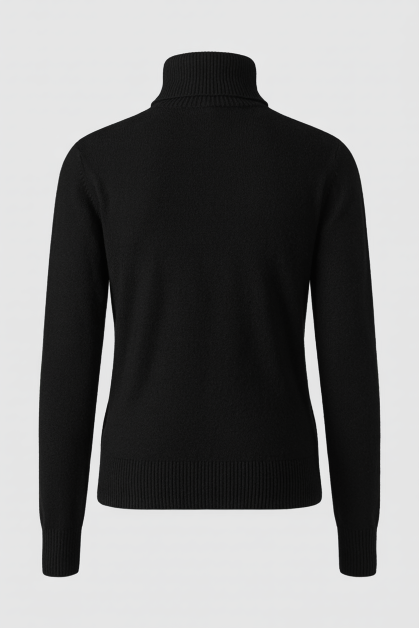Women's Sweaters : Black Fleece Lined Thermal Turtleneck Sweater in van Vanda Liamo