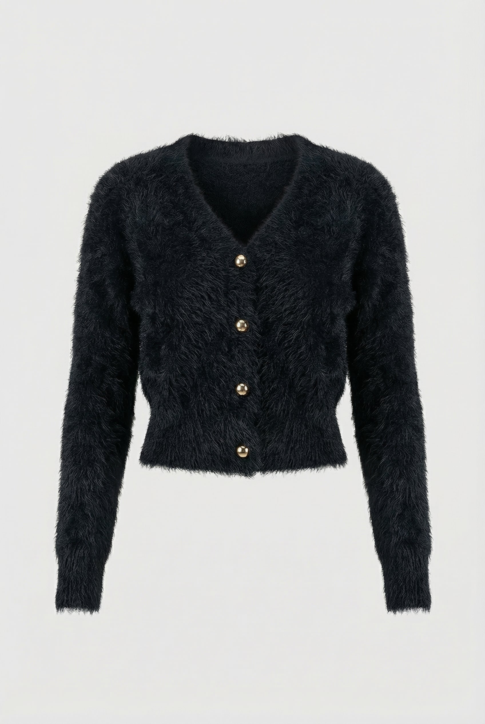 Cardigan : Women's Black V-Neck Knit Cardigan Sweater - Soft & Lightweight in Black van Vanda Liamo