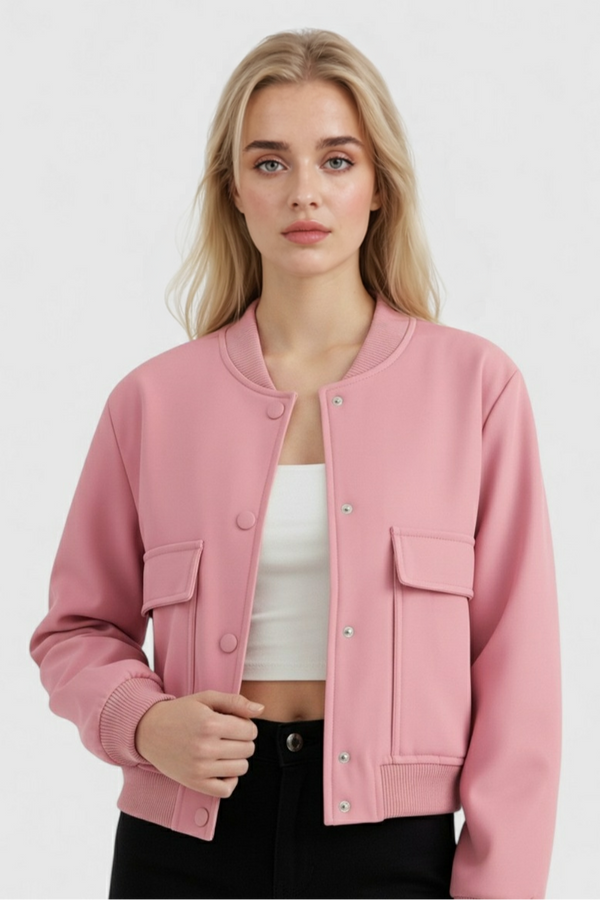 Chaqueta bomber rosa para mujer