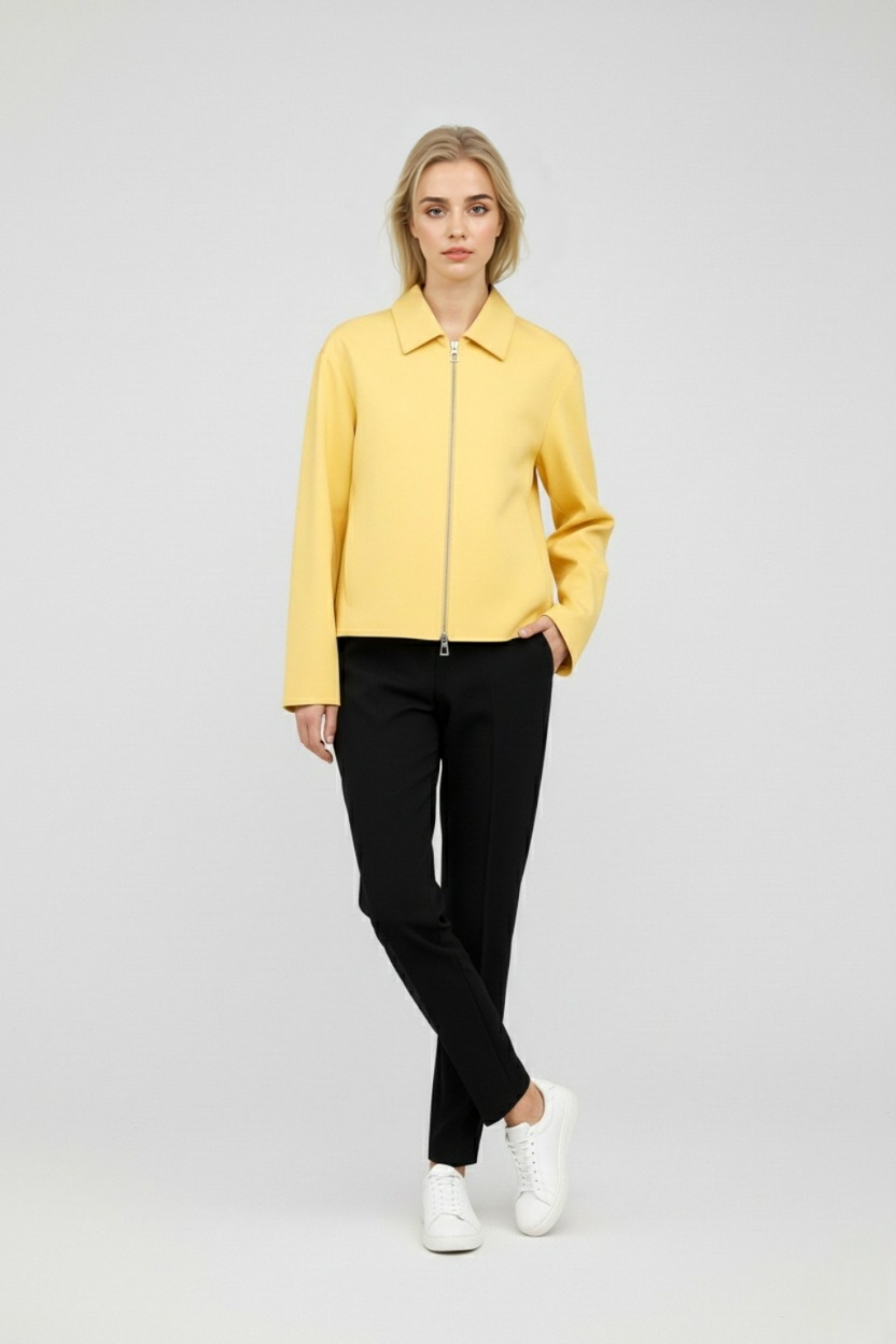 Jacket : Women's Yellow Lightweight Bomber Jacket - Casual Zip-Up Style in van Vanda Liamo