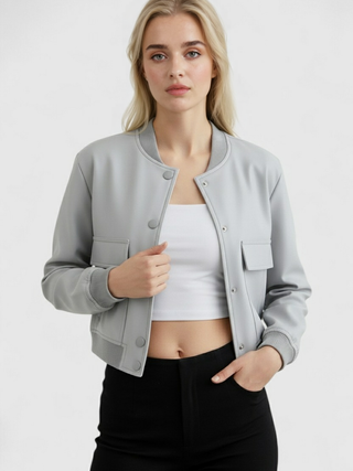 Women's Gray Bomber Jacket