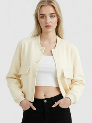 Women's Bomber Jacket - Milk White
